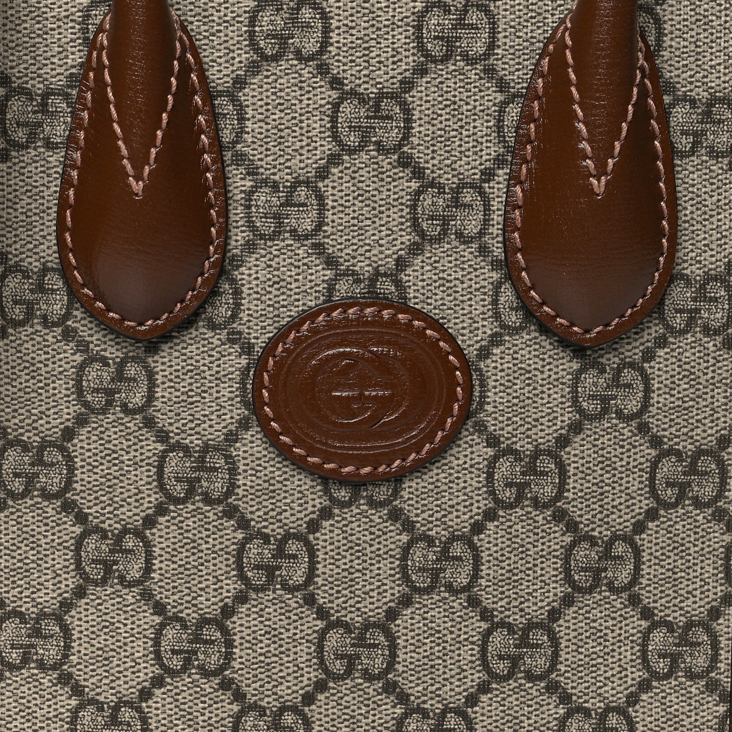 Gucci GG Supreme Monogram Azalea Calfskin Mini Retro Interlocking G Tote Bag Beige Ebony Brown Sugar 9 of 11