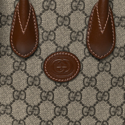 Gucci GG Supreme Monogram Azalea Calfskin Mini Retro Interlocking G Tote Bag Beige Ebony Brown Sugar 9 of 11