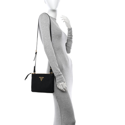 Prada Vitello Phenix Double Zip Crossbody Bag Black 2 of 11