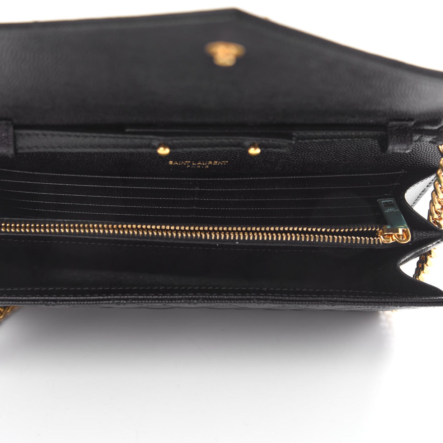Grain De Poudre Mixed Matelasse Triquilt Monogram Chain Wallet Black