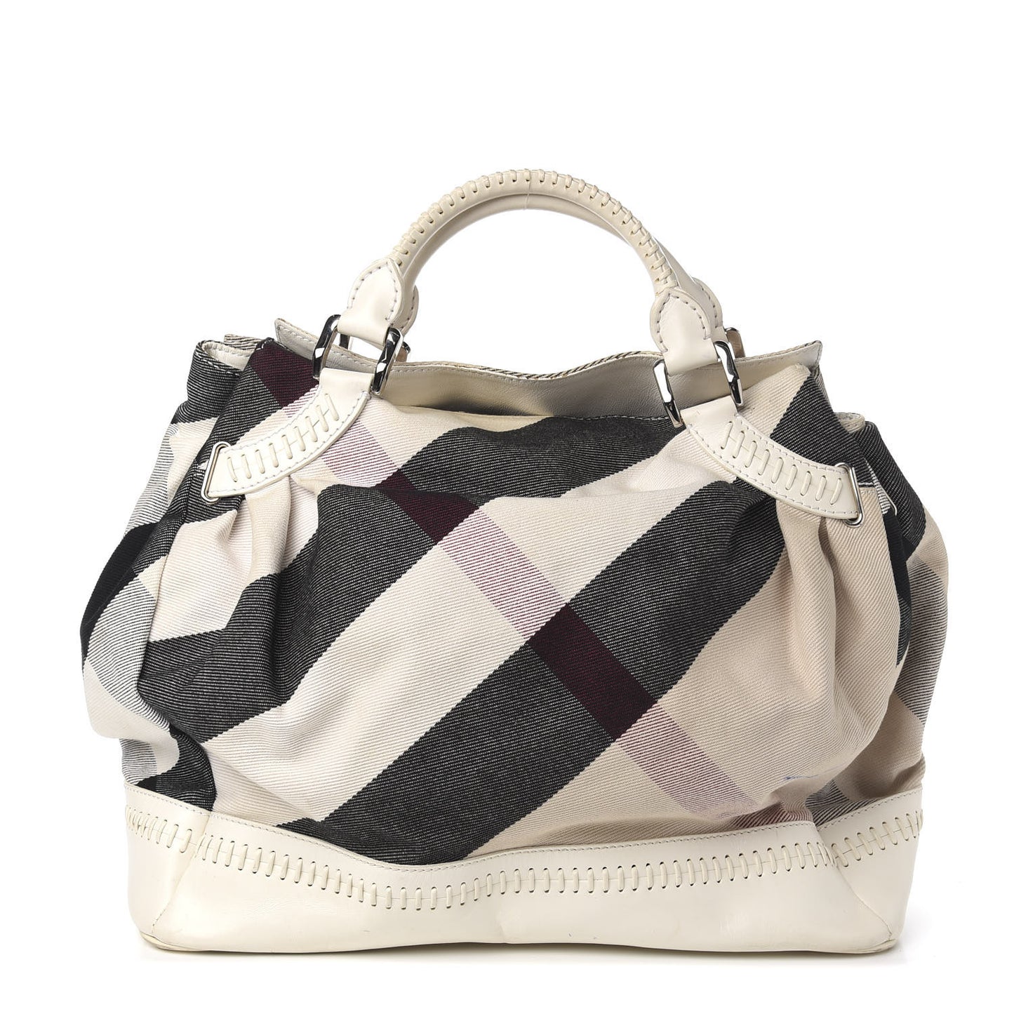 Canvas Mega Check Satchel White