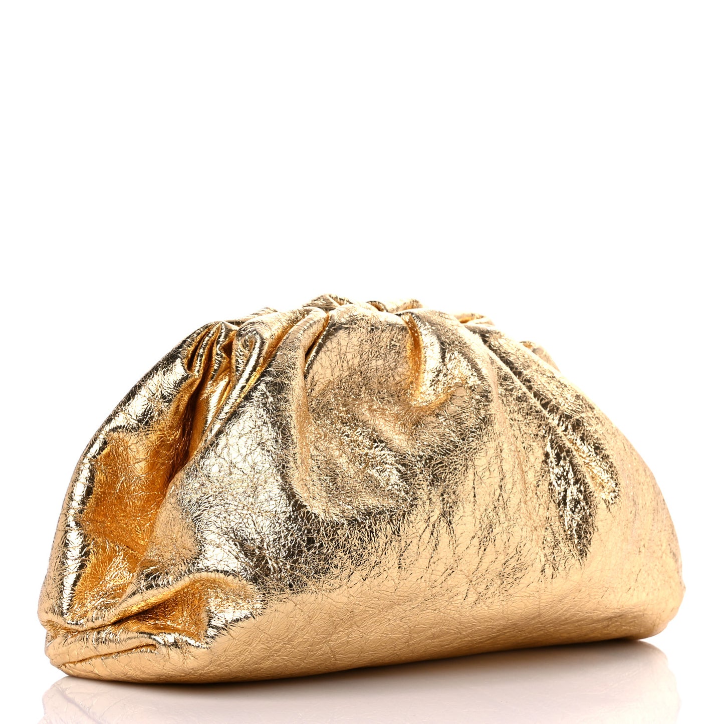Metallic Crinkled Lambskin The Pouch Oversized Clutch Oro