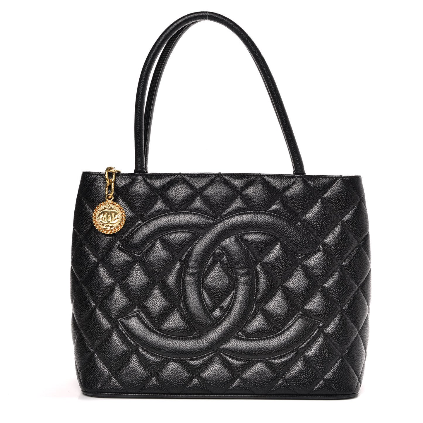Caviar Quilted Medallion Tote Black