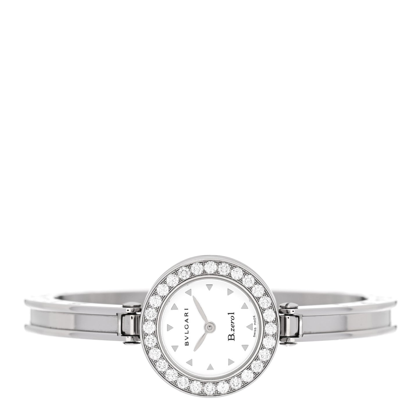 Stainless Steel Diamond Bezel 22mm B.Zero1 Quartz Watch White