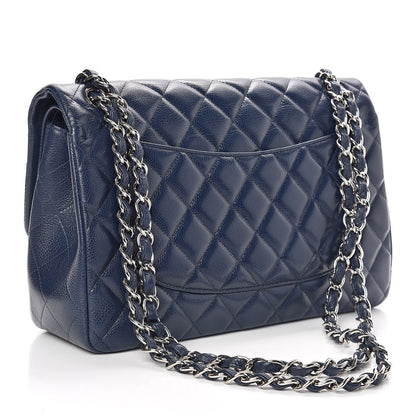 Chanel Caviar Quilted Jumbo Double Flap Navy Blue 3 of 15