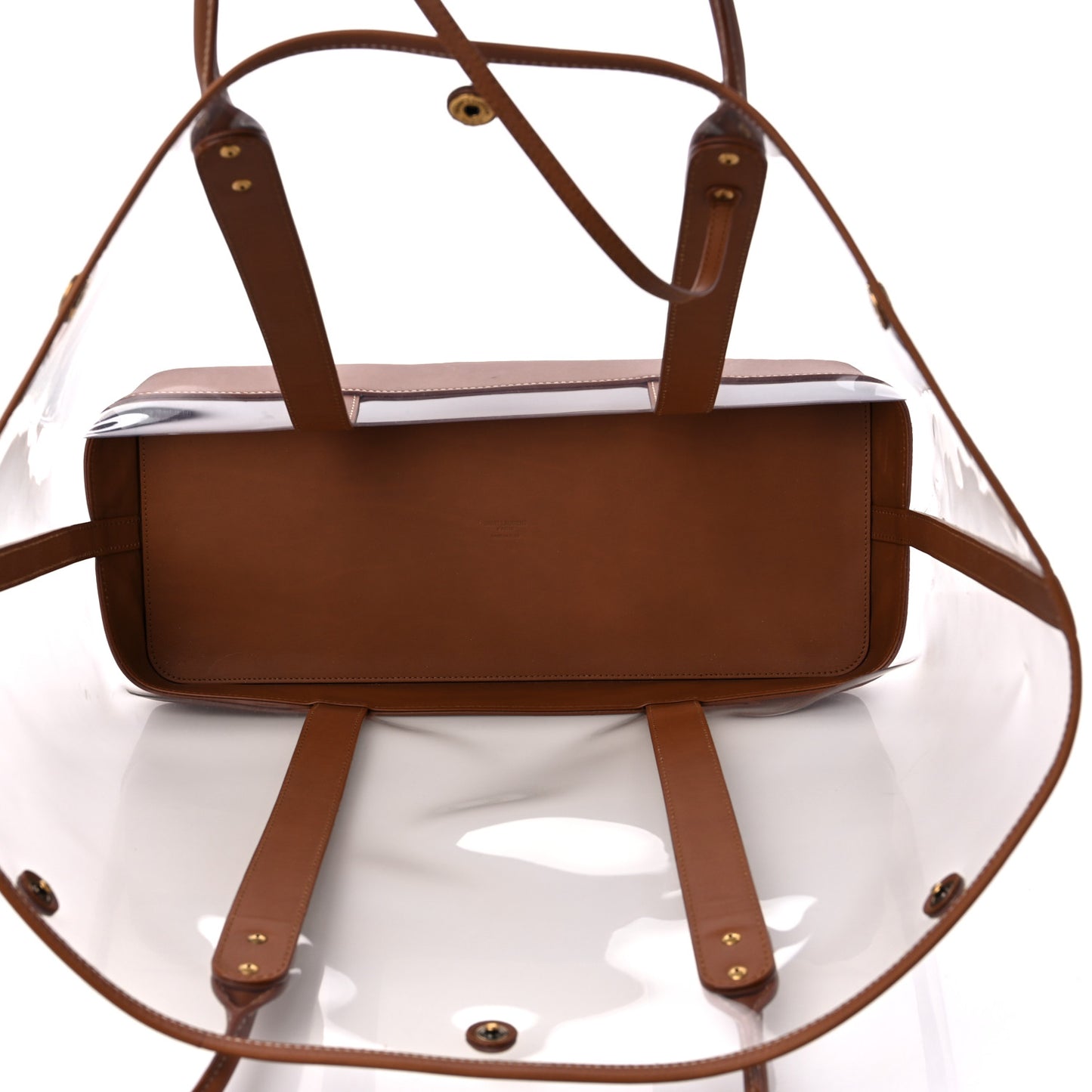 Calfskin Vinyl Cabas Tote Brown