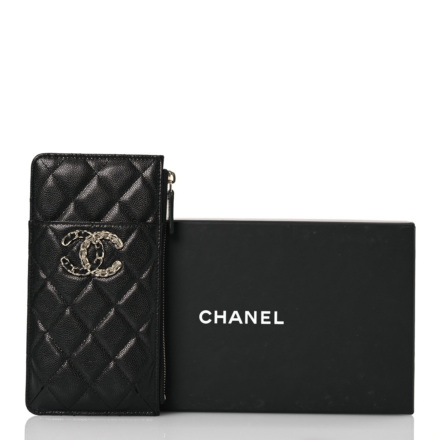 Chanel Caviar Quilted French New Wave Flat Wallet Pouch Black 8 of 8