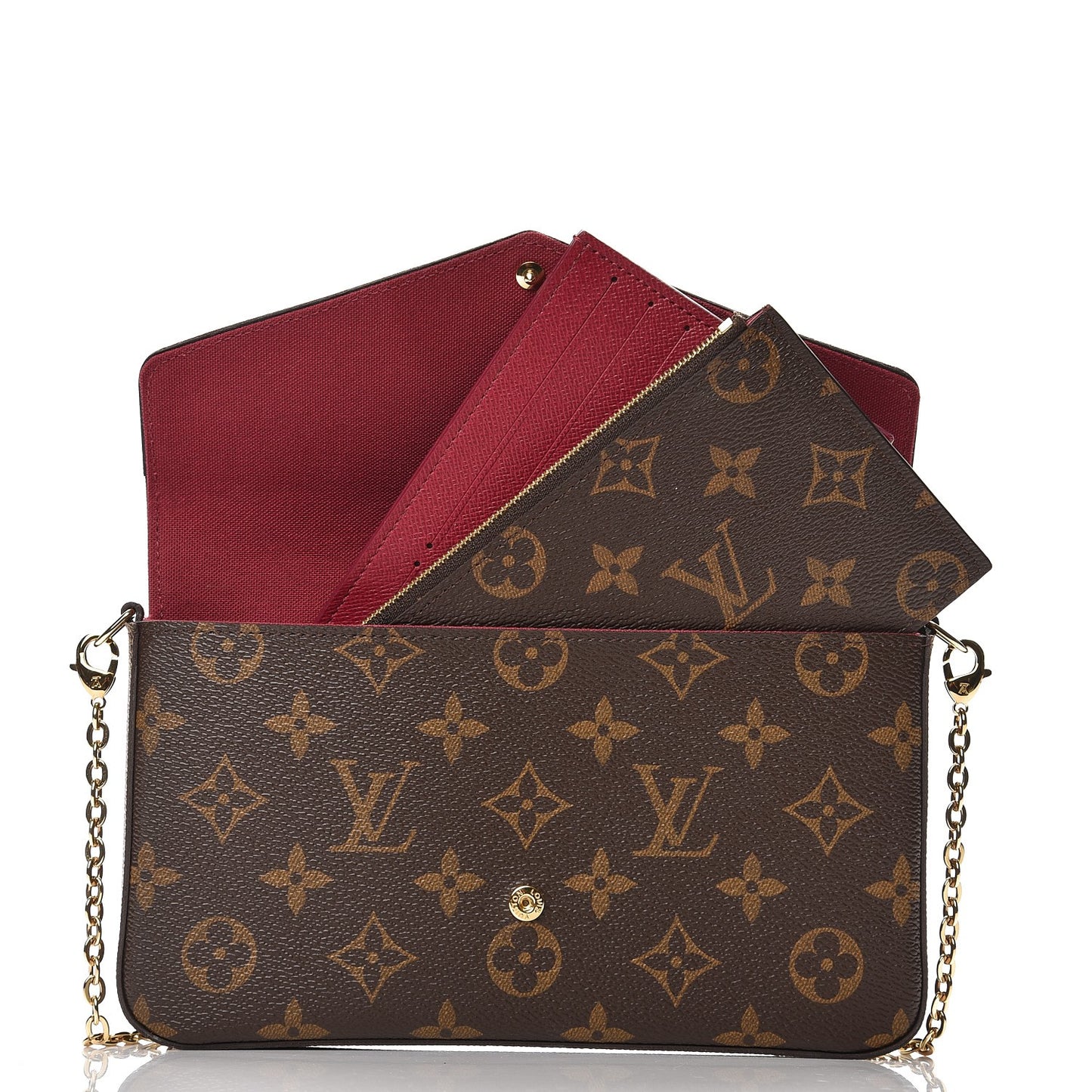 Monogram Pochette Felicie Chain Wallet Fuchsia
