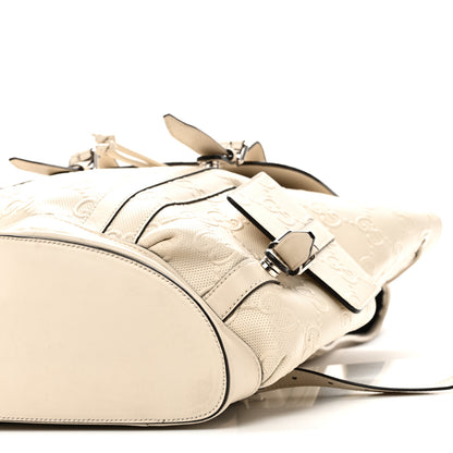 Gucci Piuma Calfskin Jumbo GG Embossed Double Buckle Backpack Mystic White 10 of 10