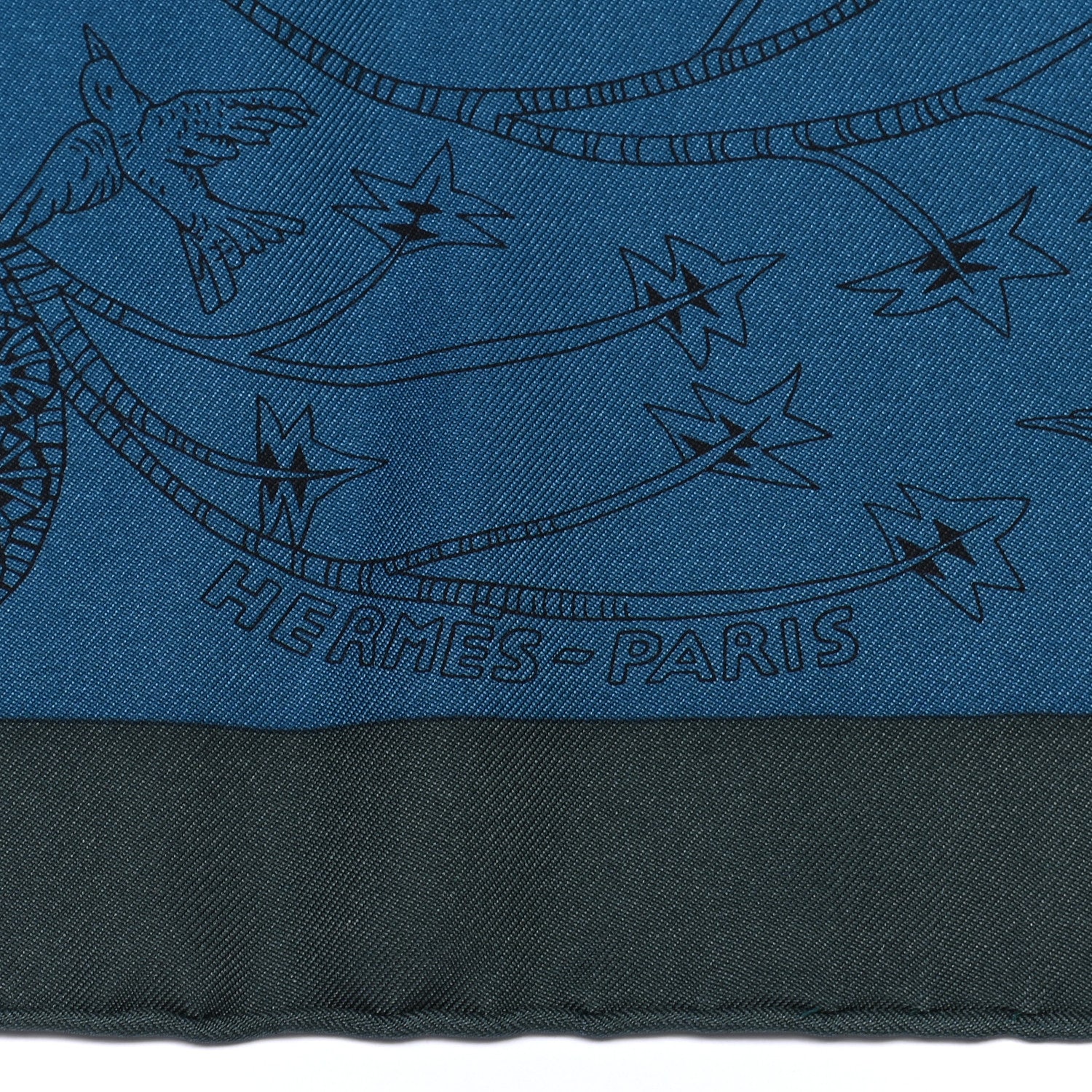 Hermes Silk Les Legendes De L'Arbre Scarf 90 Petrole Gris Acier 3 of 5