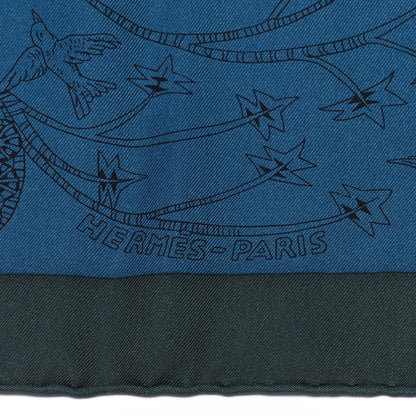 Hermes Silk Les Legendes De L'Arbre Scarf 90 Petrole Gris Acier 3 of 5