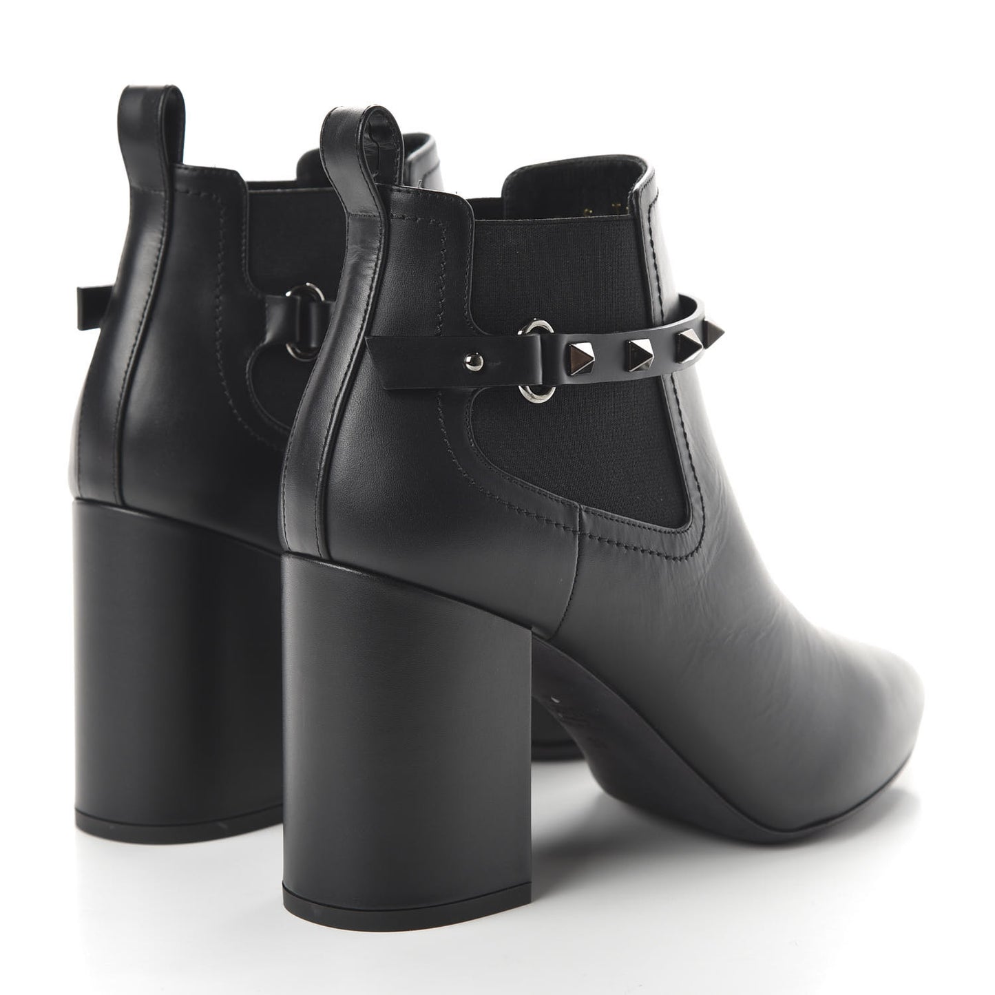 Calfskin Rockstud Chelsea 85mm Ankle Boots 39 Black