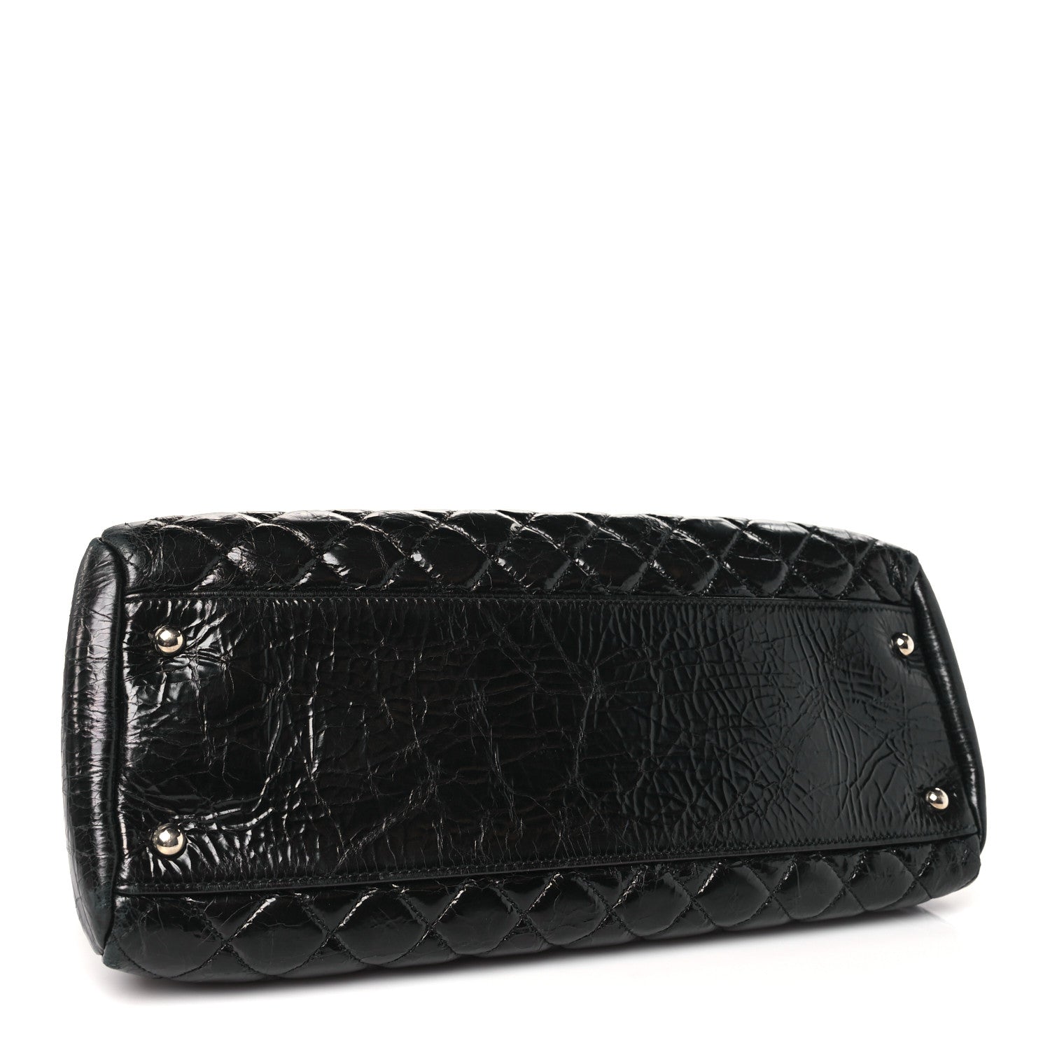 Chanel Glazed Calfskin Quilted Large Just Mademoiselle Bowling Bag Black 4 of 11