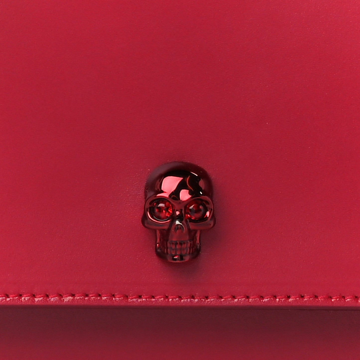 Calfskin Small Skull Resin Chain Crossbody Bag Red