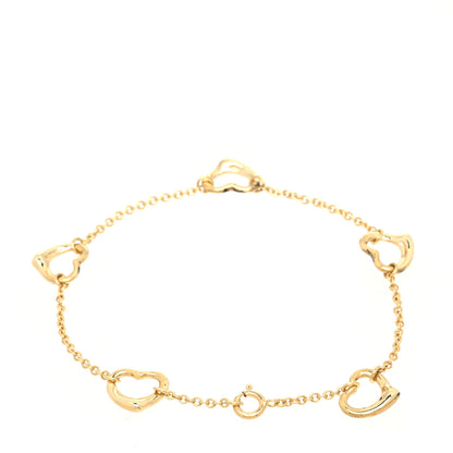 Tiffany 18K Yellow Gold Elsa Peretti 5 Open Heart Bracelet 2 of 5