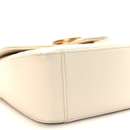 Gucci Calfskin Matelasse Mini GG Marmont Top Handle Shoulder Bag White 8 of 10