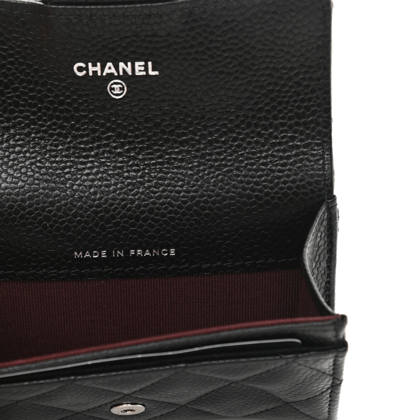 Caviar Quilted Flap Card Holder Wallet Black