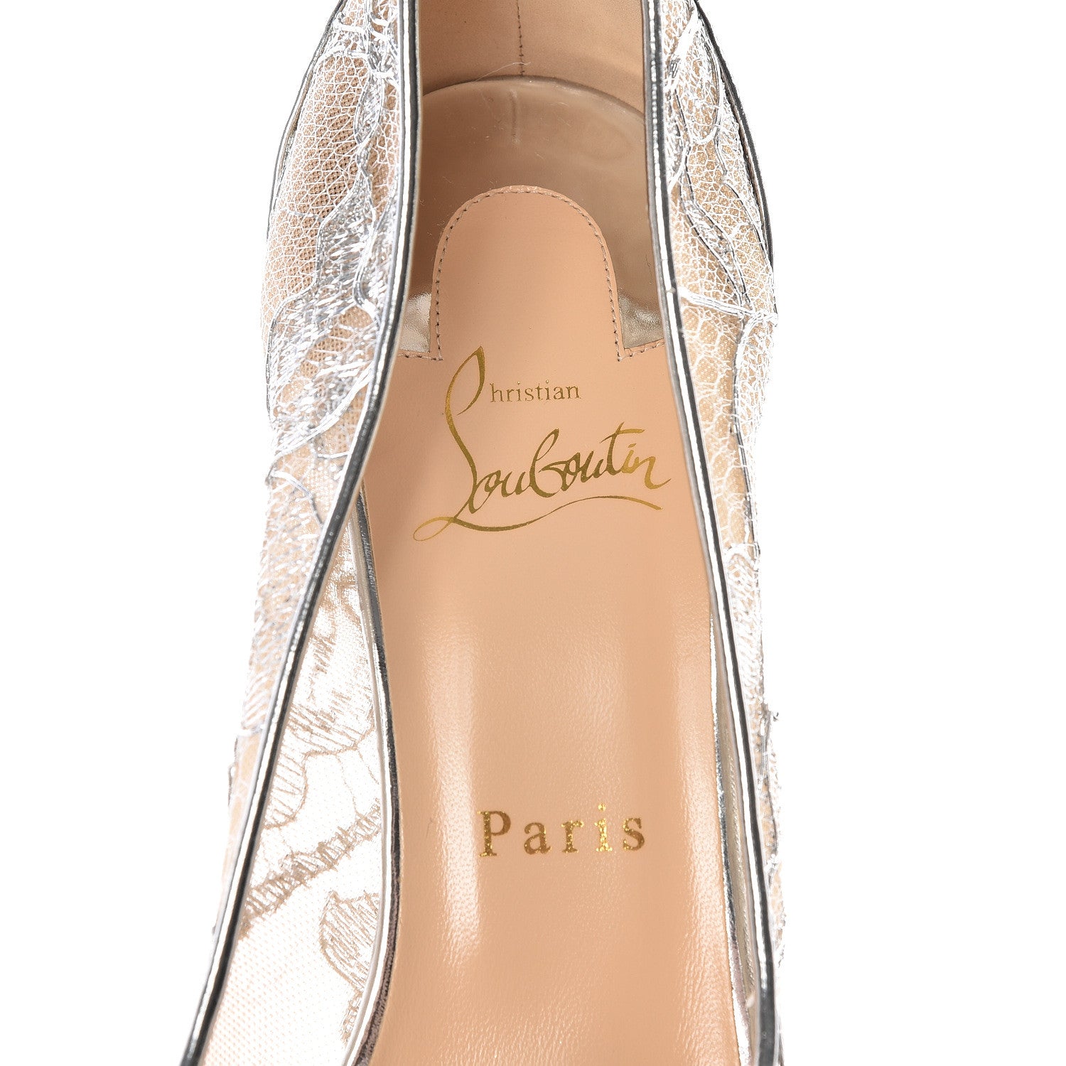 Christian Louboutin Rete Dentelle Lurex Very Lace 120 Pumps 39 Silver 7 of 11