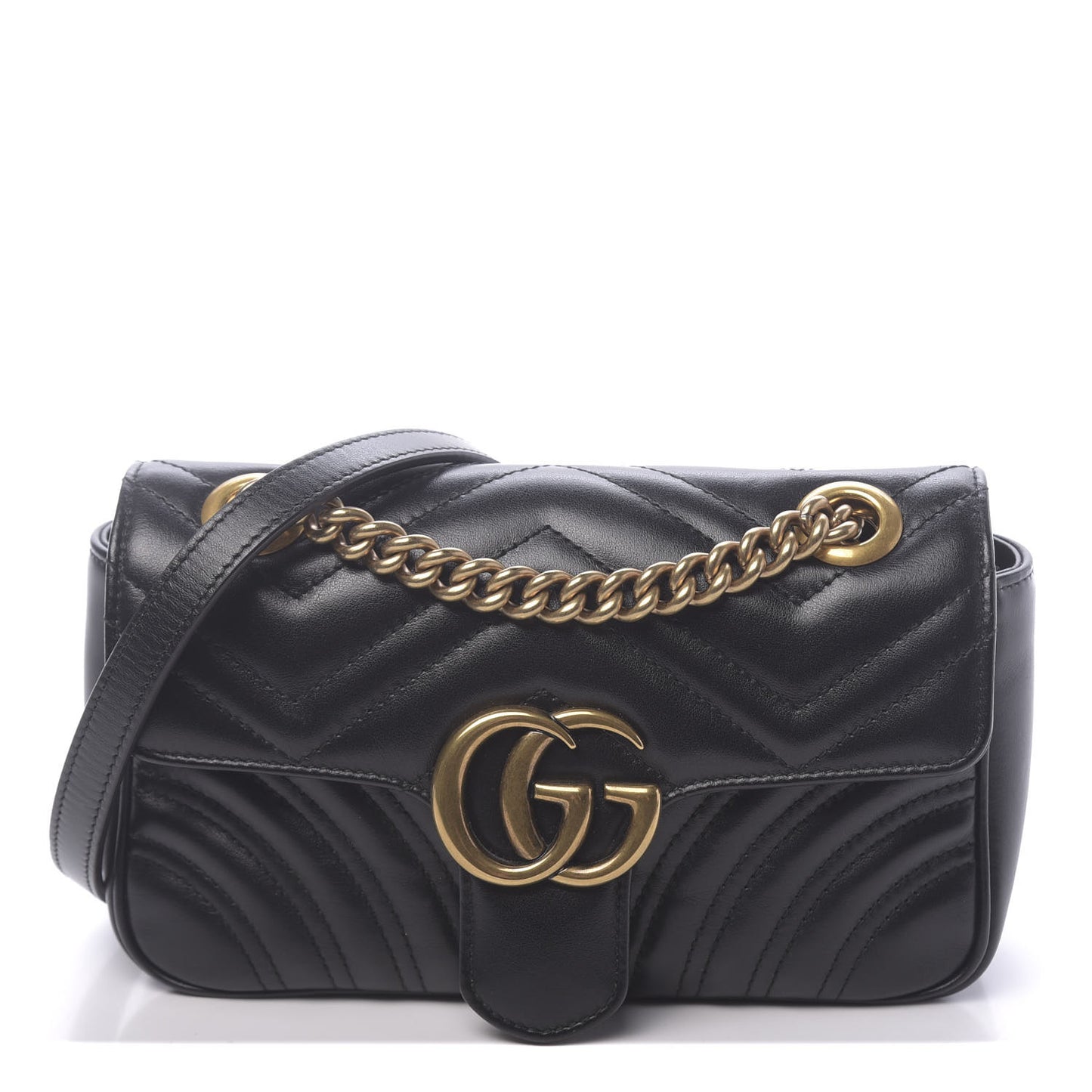 Calfskin Matelasse Mini GG Marmont Shoulder Bag Black
