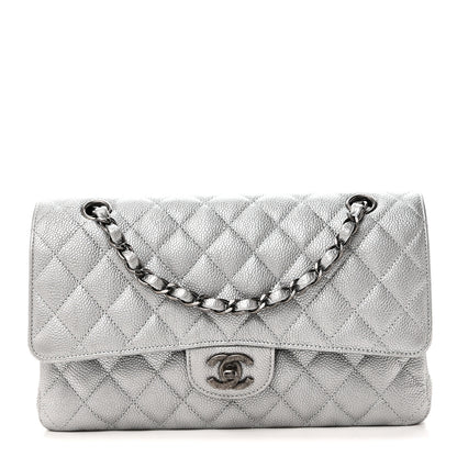 Chanel Metallic Caviar Quilted Medium Double Flap Silvery 1 of 10