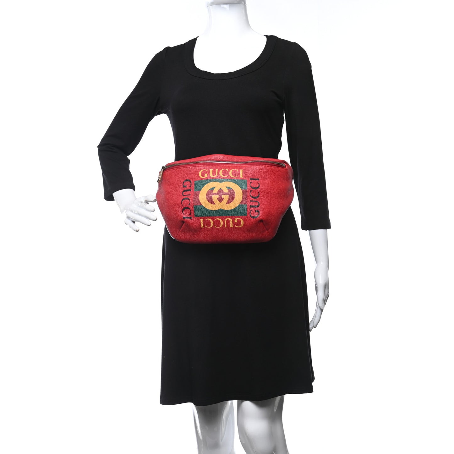Grained Calfskin Small Logo Belt Bag Hibiscus Red