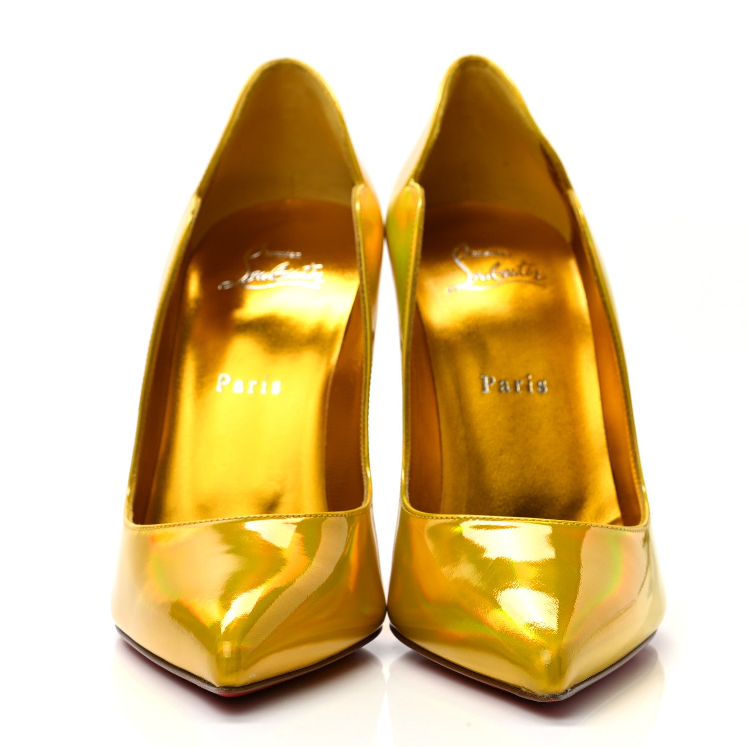 Christian Louboutin Metallic Hot Chick 100 Pumps 38.5 Yellow 2 of 8