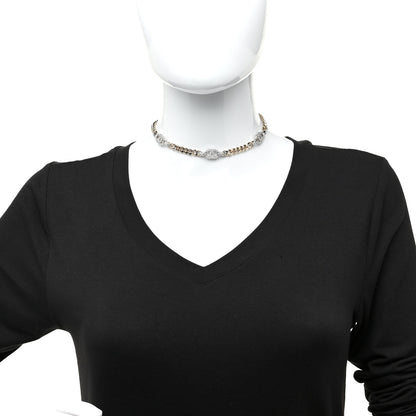 Chanel Crystal Chain CC Link Choker Gold Silver 2 of 4