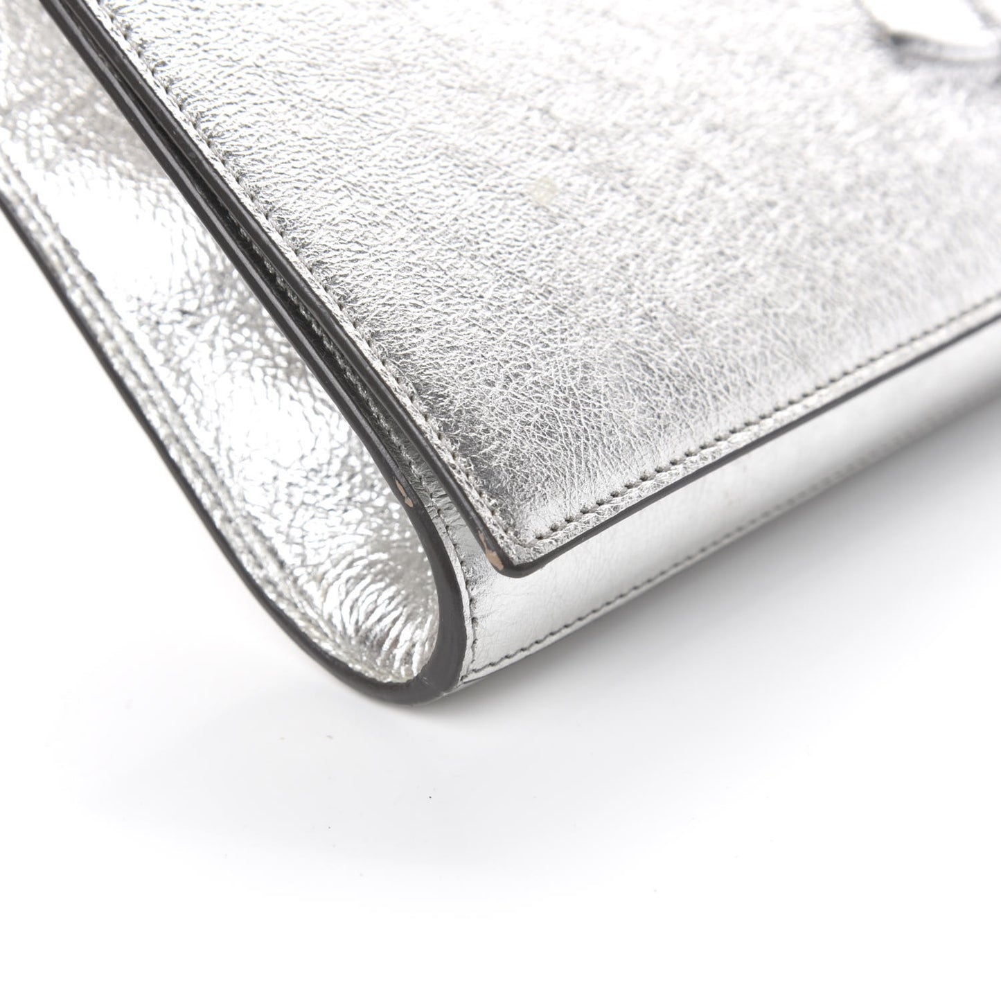Metallic Calfskin Monogram Large Belle De Jour Clutch Silver