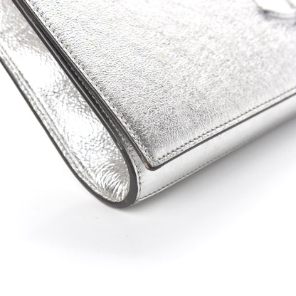 Saint Laurent Metallic Calfskin Monogram Large Belle De Jour Clutch Silver 9 of 11