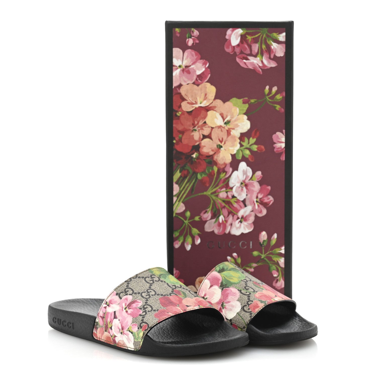 Gucci GG Supreme Monogram Blooms Slide Sandals 36 Beige Multicolor 9 of 9
