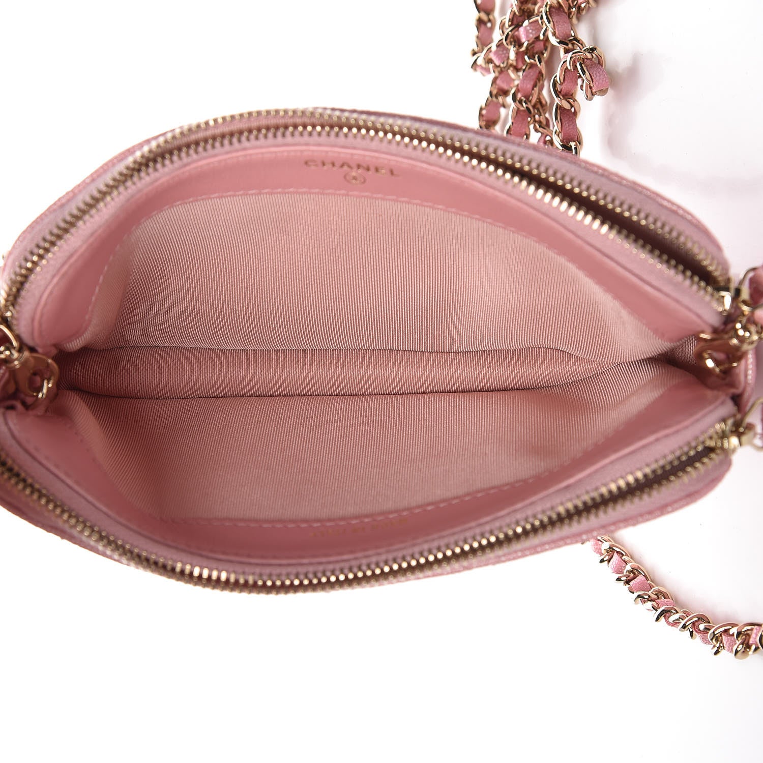 Chanel Iridescent Caviar Quilted Clutch With Chain Rose 6 of 12