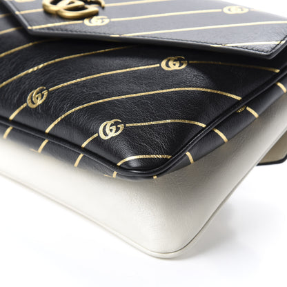 Gucci Calfskin Diagonal GG Medium Thiara Double Envelope Shoulder Bag Black White 8 of 12