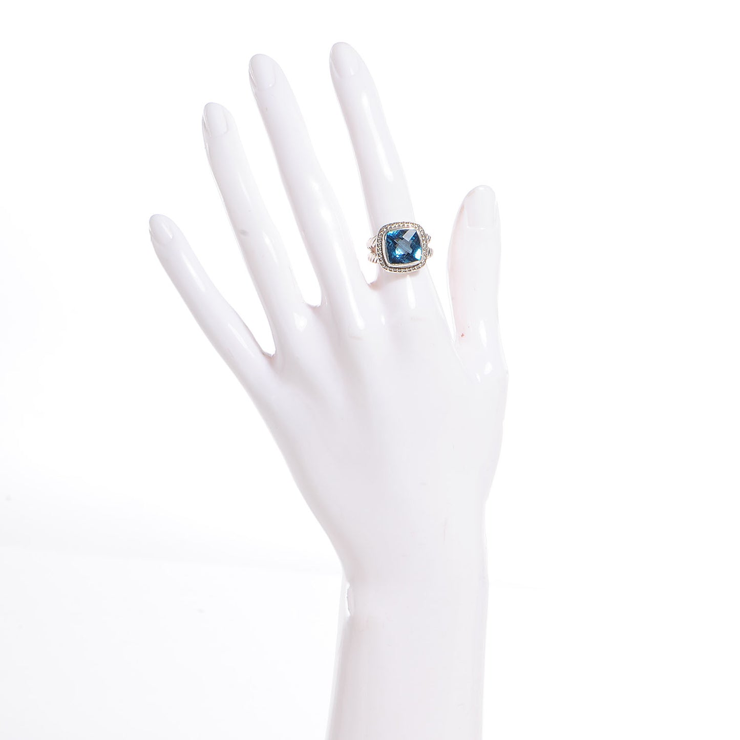 Sterling Silver Diamond Blue Topaz 11mm Albion Ring 50 5.5
