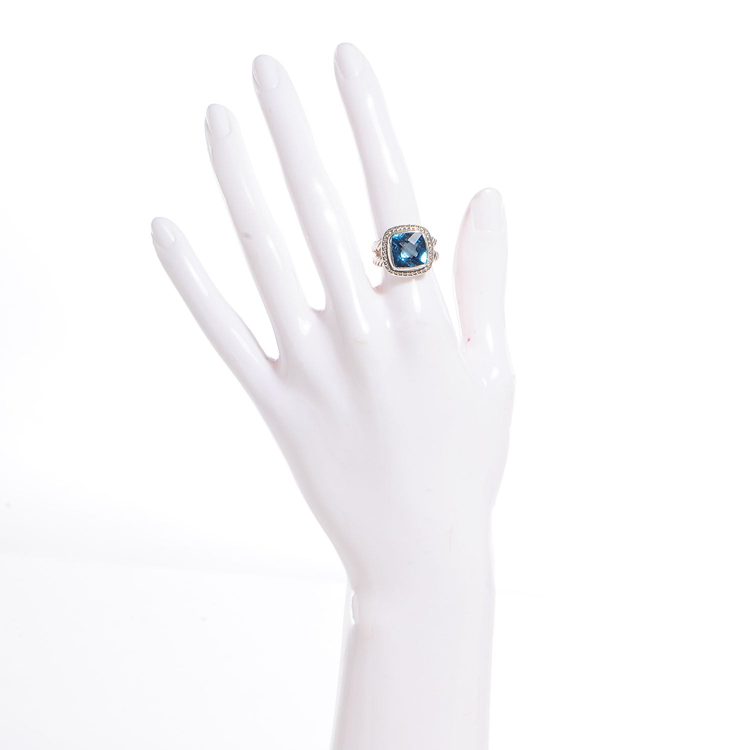 David Yurman Sterling Silver Diamond Blue Topaz 11mm Albion Ring 50 5.5 2 of 6
