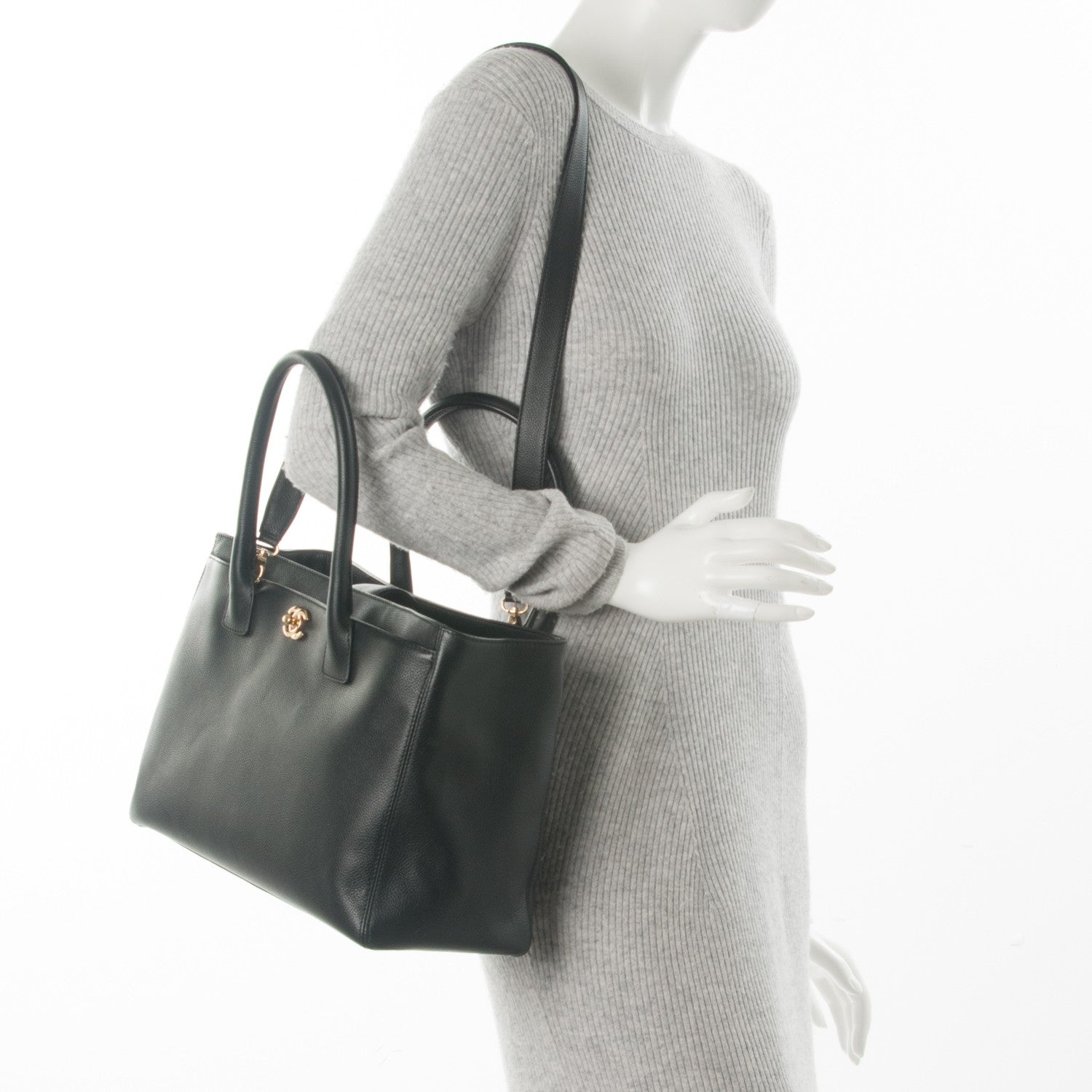 Chanel Calfskin Cerf Executive Shopper Tote Black 2 of 7