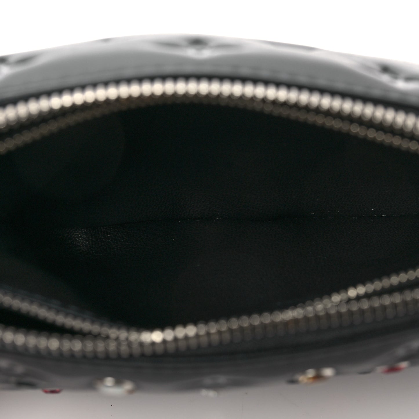 Lambskin Monogram Crystal Embossed Embellished Coussin BB Black