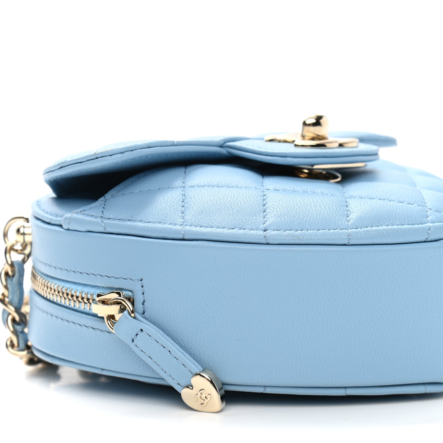 Chanel Lambskin Quilted CC In Love Heart Clutch With Chain Light Blue 9 of 10