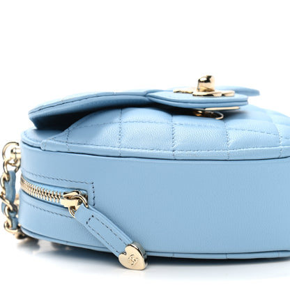 Chanel Lambskin Quilted CC In Love Heart Clutch With Chain Light Blue 9 of 10