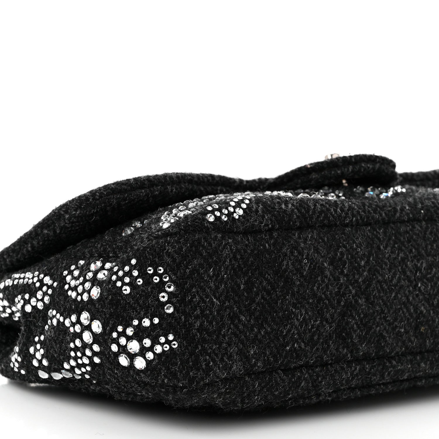 Chanel Tweed Swarovski Crystal Leopard Jumbo Flap  Black 9 of 10