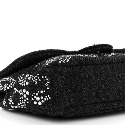 Chanel Tweed Swarovski Crystal Leopard Jumbo Flap  Black 9 of 10