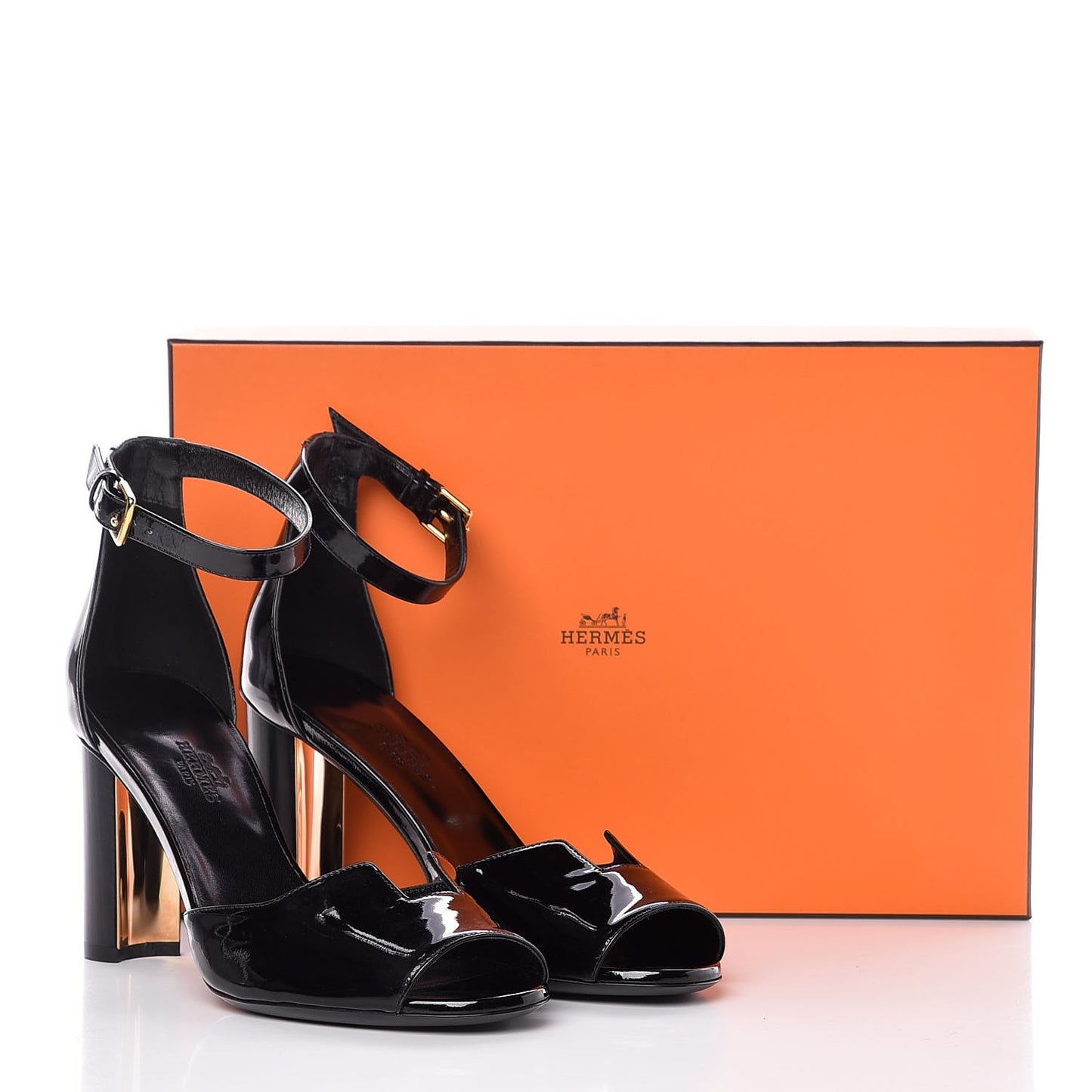 Patent Calfskin Madison 90 Sandals 37.5 Black
