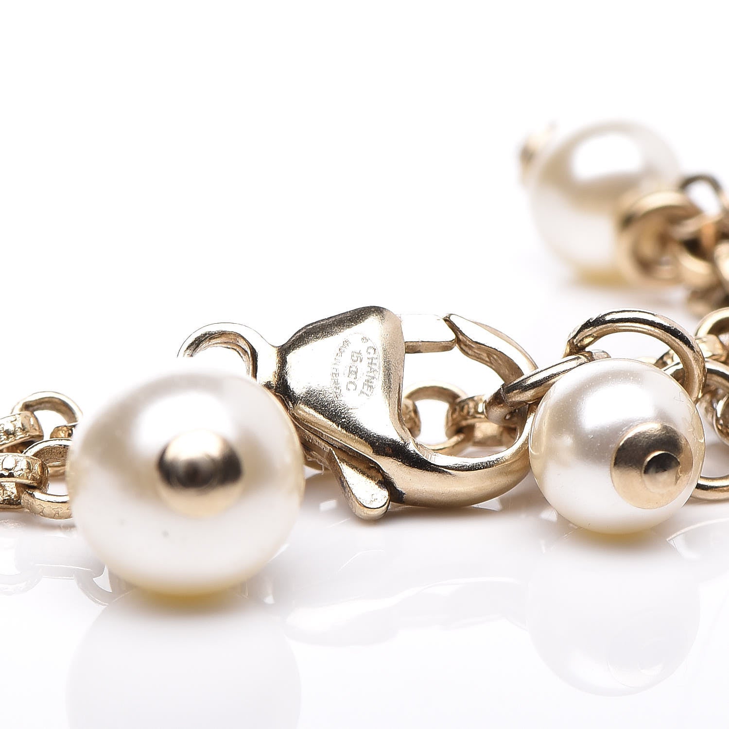 Chanel Crystal Pearl CC Moon Bracelet Light Gold 3 of 5
