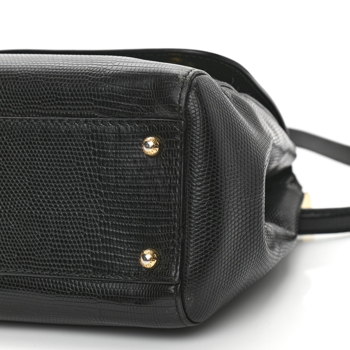 Lizard Calfskin Embossed Medium Miss Sicily Satchel Black