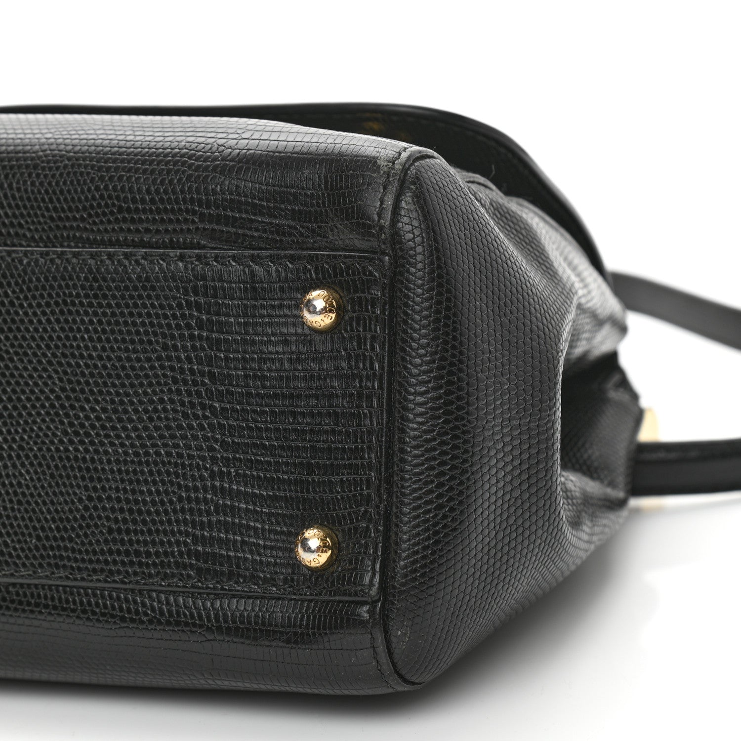 Dolce & Gabbana Lizard Calfskin Embossed Medium Miss Sicily Satchel Black 9 of 10