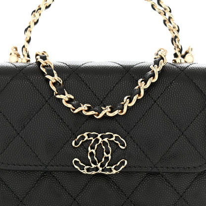 Chanel Caviar Quilted Double Chain Top Handle Flap With Chain Black 9 of 12