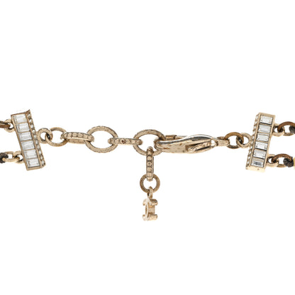 Chanel Baguette Crystal Pearl CC Double Strand Necklace Gold 5 of 9