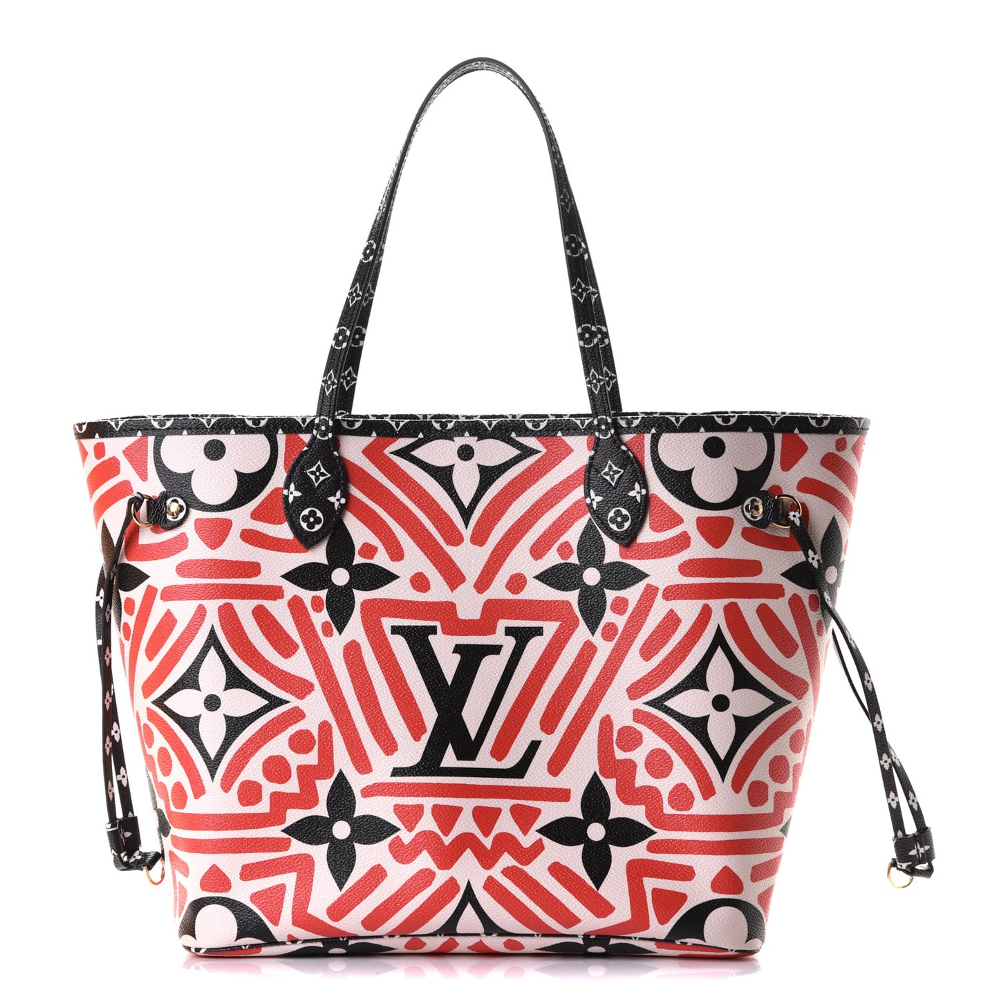 Monogram Giant Crafty Neverfull MM Creme Rouge Black