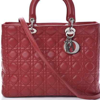Christian Dior Lambskin Cannage Large Lady Dior Red 7 of 13