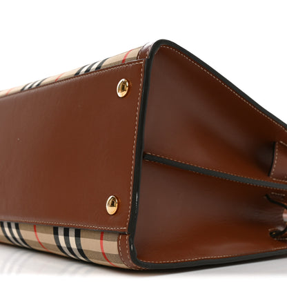 Burberry Calfskin Vintage Check Two Handle Title Bag Archive Beige 16 of 17