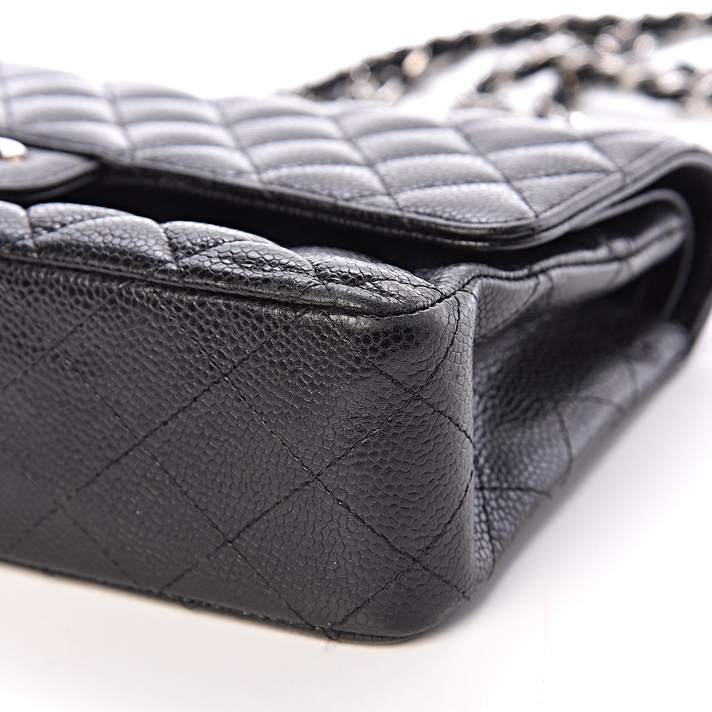 Caviar Quilted Medium Double Flap Black